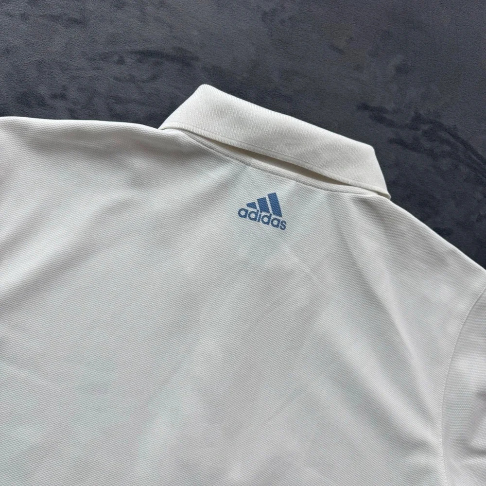 Adidas Beijing 2008 Olympic Games Polo Shirt Men Large White Quarter Zip Graphic